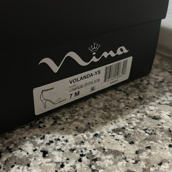 CHAMPAGNE SATIN CRYSTAL ANKLE-STRAP HIGH-HEEL DRESSY SANDAL - Picture 5 of 5